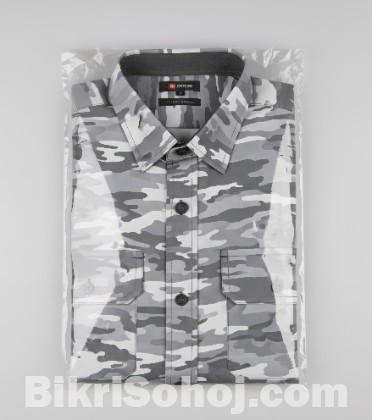 Grey & White Men's Camouflage Shirt